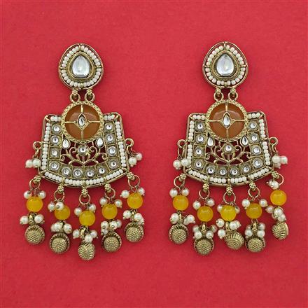 Indo Western Moti Earring With Mehndi Plating