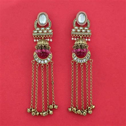 Indo Western Long Earring With Mehndi Plating