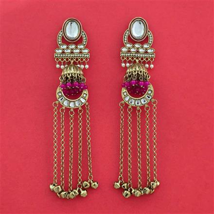 Indo Western Long Earring With Mehndi Plating
