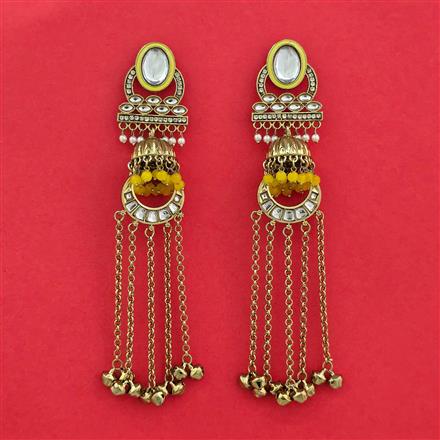 Indo Western Long Earring With Mehndi Plating