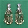 Indo Western Moti Earring With Mehndi Plating
