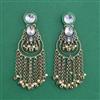 Indo Western Moti Earring With Mehndi Plating