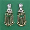 Indo Western Moti Earring With Mehndi Plating
