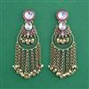 Indo Western Moti Earring With Mehndi Plating