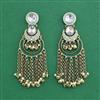 Indo Western Moti Earring With Mehndi Plating