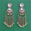 Indo Western Moti Earring With Mehndi Plating
