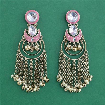 Indo Western Moti Earring With Mehndi Plating