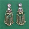 Indo Western Moti Earring With Mehndi Plating