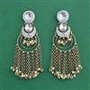 Indo Western Moti Earring With Mehndi Plating