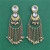Indo Western Moti Earring With Mehndi Plating