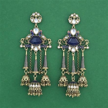 Indo Western Long Earring With Mehndi Plating