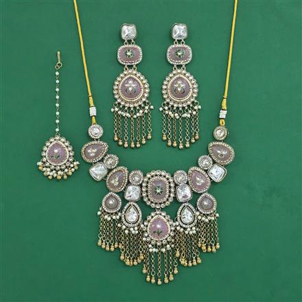 Indo Western Moti Necklace With Mehndi Plating