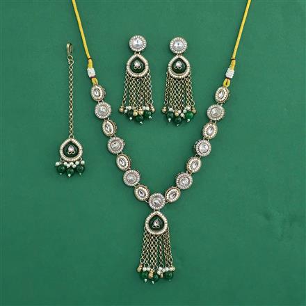 Indo Western Moti Necklace With Mehndi Plating