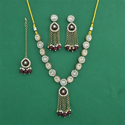 Indo Western Moti Necklace With Mehndi Plating