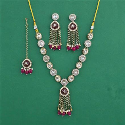 Indo Western Moti Necklace With Mehndi Plating
