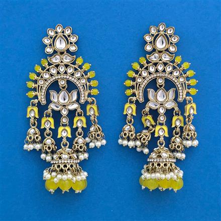 Indo Western Long Earring With Mehndi Plating
