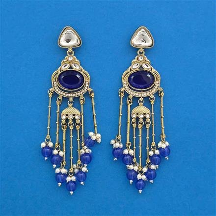 Indo Western Moti Earring With Mehndi Plating