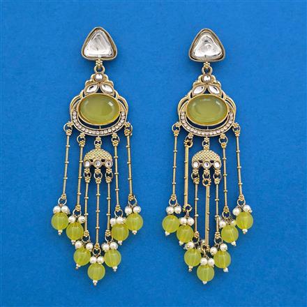 Indo Western Moti Earring With Mehndi Plating