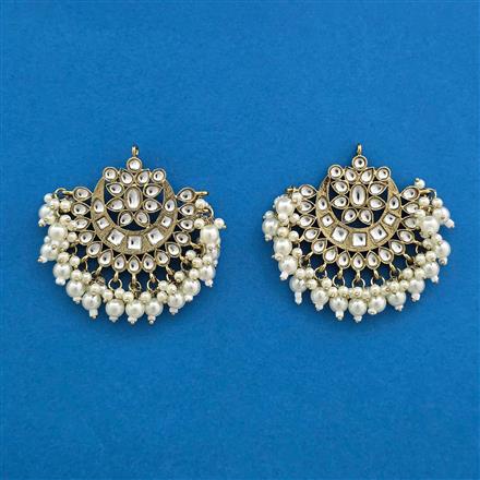 Indo Western Moti Earring With Mehndi Plating