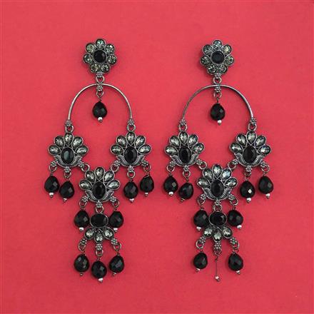 Indo Western Long Earring With Black Plating