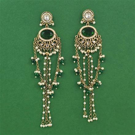 Indo Western Moti Earring With Mehndi Plating