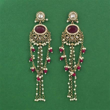 Indo Western Moti Earring With Mehndi Plating