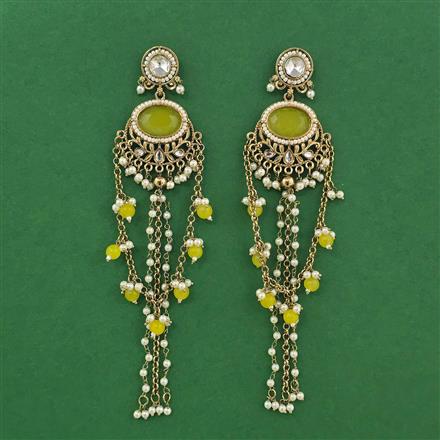 Indo Western Moti Earring With Mehndi Plating