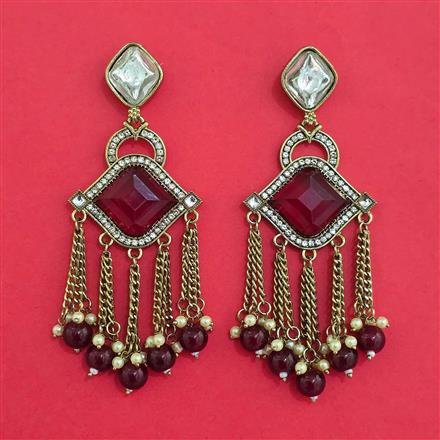 Indo Western Moti Earring With Mehndi Plating