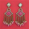 Indo Western Moti Earring With Mehndi Plating