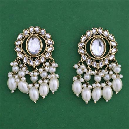 Indo Western Moti Earring with Mehndi Plating