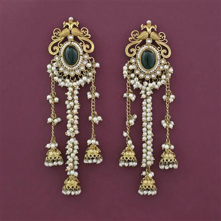 Indo Western Long Earring with Mehndi Plating