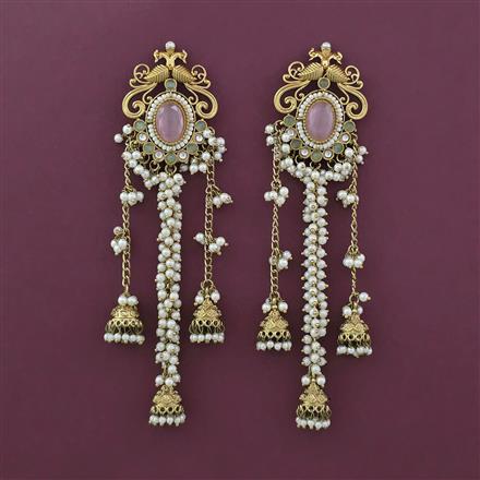 Indo Western Long Earring with Mehndi Plating