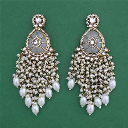 Indo Western Moti Earring With Mehndi Plating