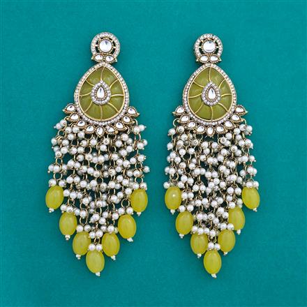 Indo Western Moti Earring With Mehndi Plating