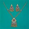 Indo Western Moti Pendant Set with Mehndi Plating
