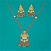 Indo Western Moti Pendant Set with Mehndi Plating