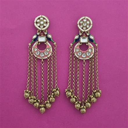 Indo Western Long Earring with Mehndi Plating