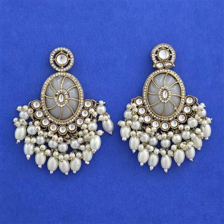 Indo Western Moti Earring With Mehndi Plating