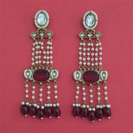 Indo Western Moti Earring with Mehndi Plating