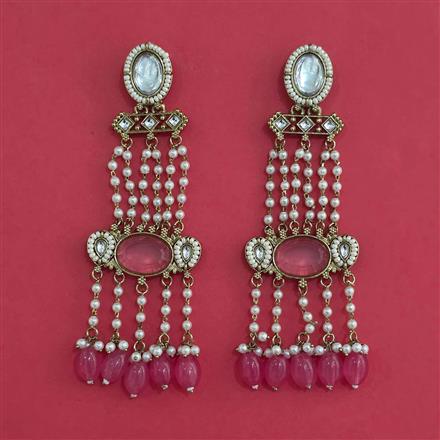 Indo Western Moti Earring with Mehndi Plating