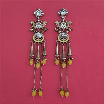 Indo Western Long Earring with Mehndi Plating