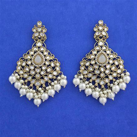 Indo Western Moti Earring with Mehndi Plating