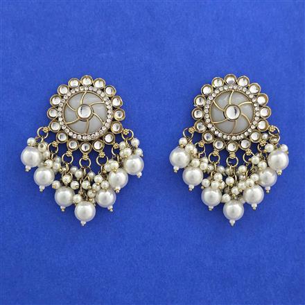 Indo Western Moti Earring with Mehndi Plating