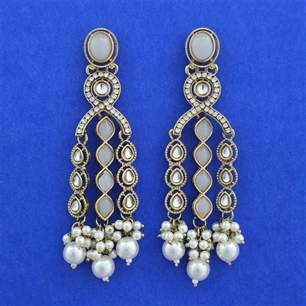 Indo Western Moti Earring with Mehndi Plating
