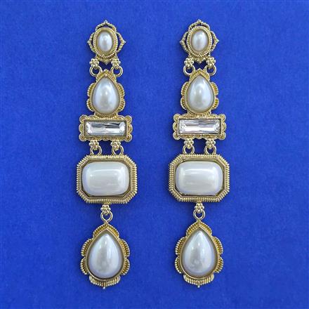 Indo Western Long Earring With Mehndi Plating