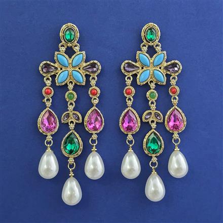 Indo Western Long Earring with Mehndi Plating