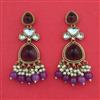 Indo Western Moti Earring with Mehndi Plating