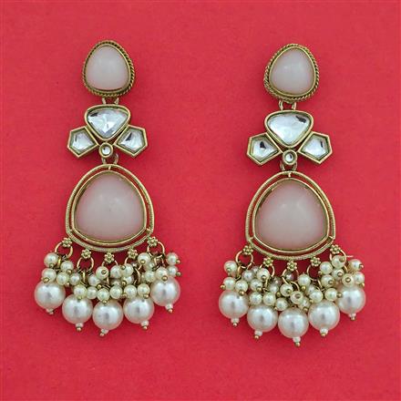 Indo Western Moti Earring with Mehndi Plating
