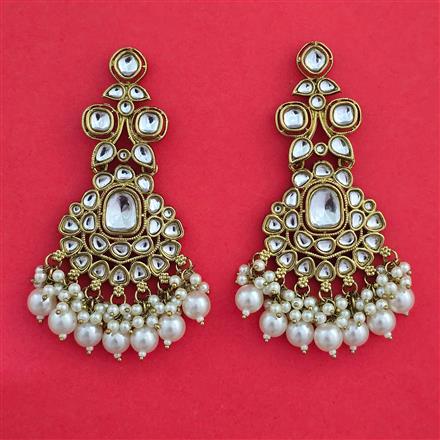 Indo Western Moti Earring with Mehndi Plating
