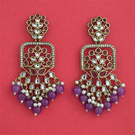 Indo Western Moti Earring with Mehndi Plating
